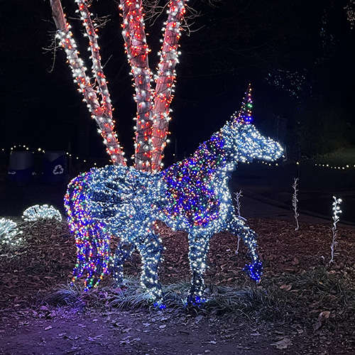 unicorn made of lights