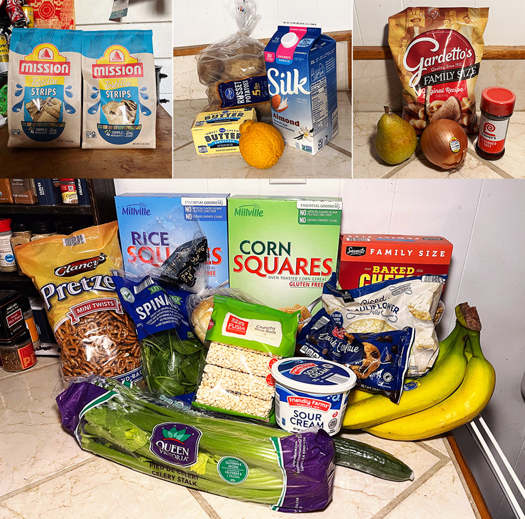 collage of 4 pictures of groceries