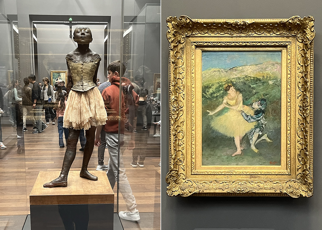 sculpture of a young ballerina and panting of a ballerina