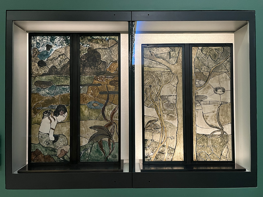 two decorative panels depicting nature