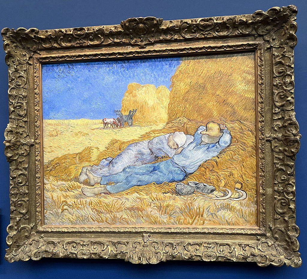 painting of couple asleep on a haystack